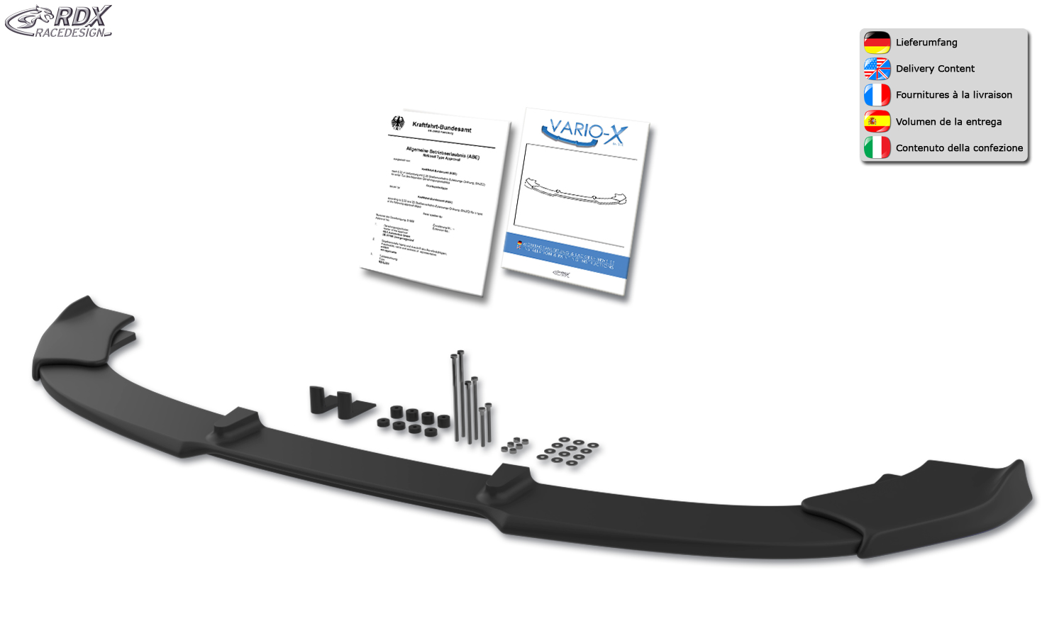 Ajout / Lame de pare-chocs avant RDX VARIO-X pour BMW Série 5 F07 GT M-Technic 2009-2013