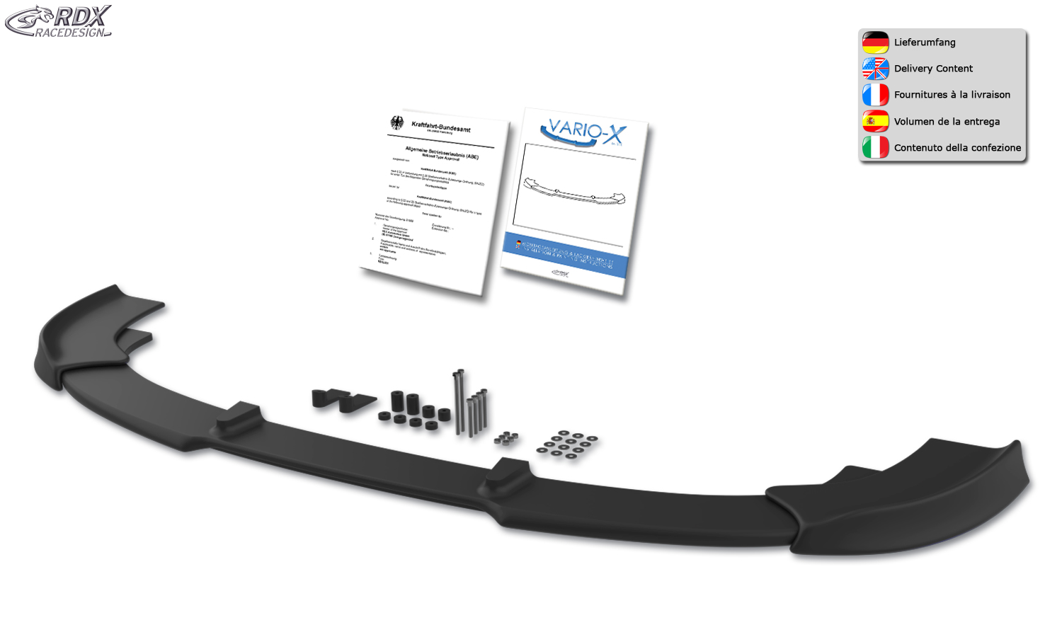 Ajout / Lame de pare-chocs avant RDX VARIO-X pour BMW Série 6 E63 / E64 2007+