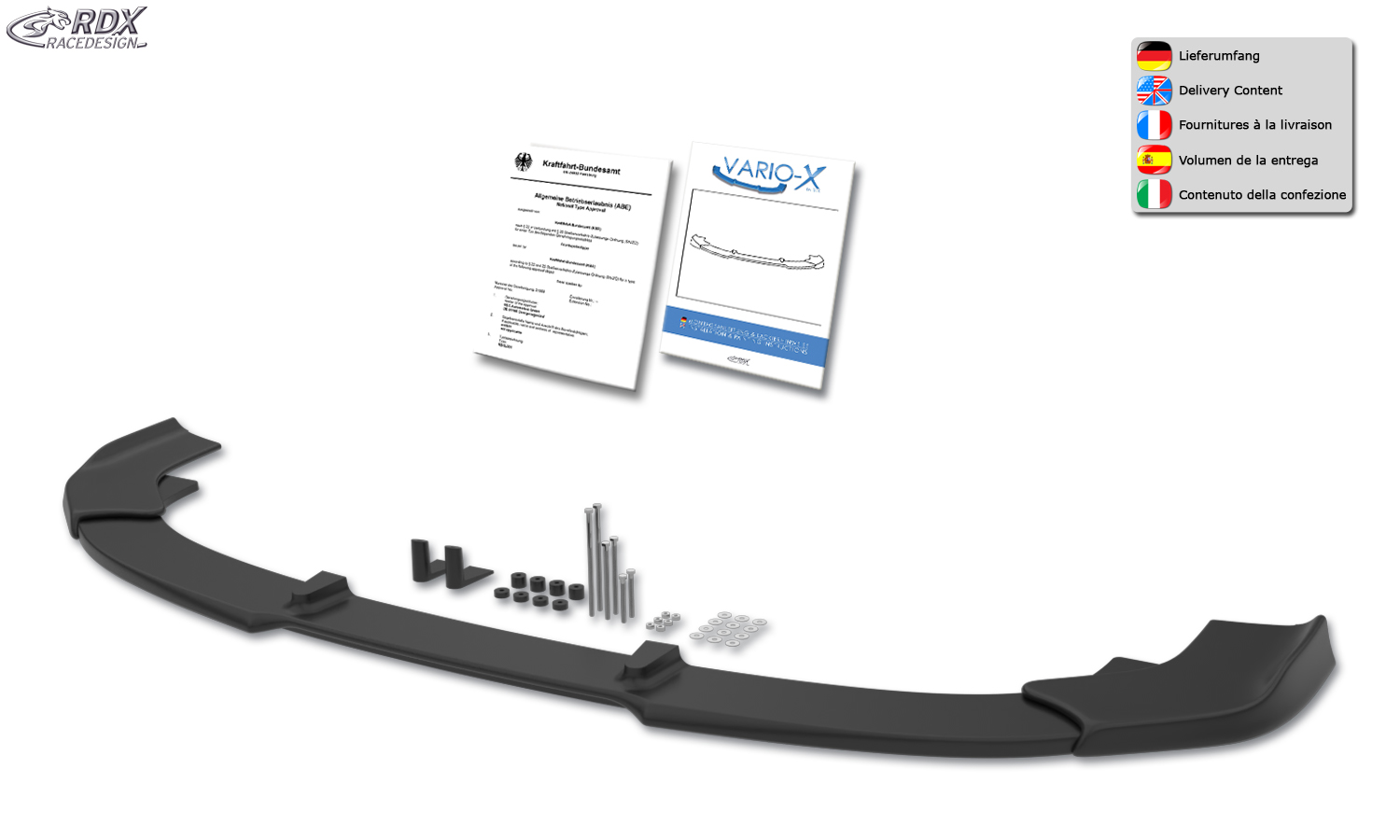 Ajout / Lame de pare-chocs avant RDX VARIO-X pour VW T7 Multivan / California (2021+)