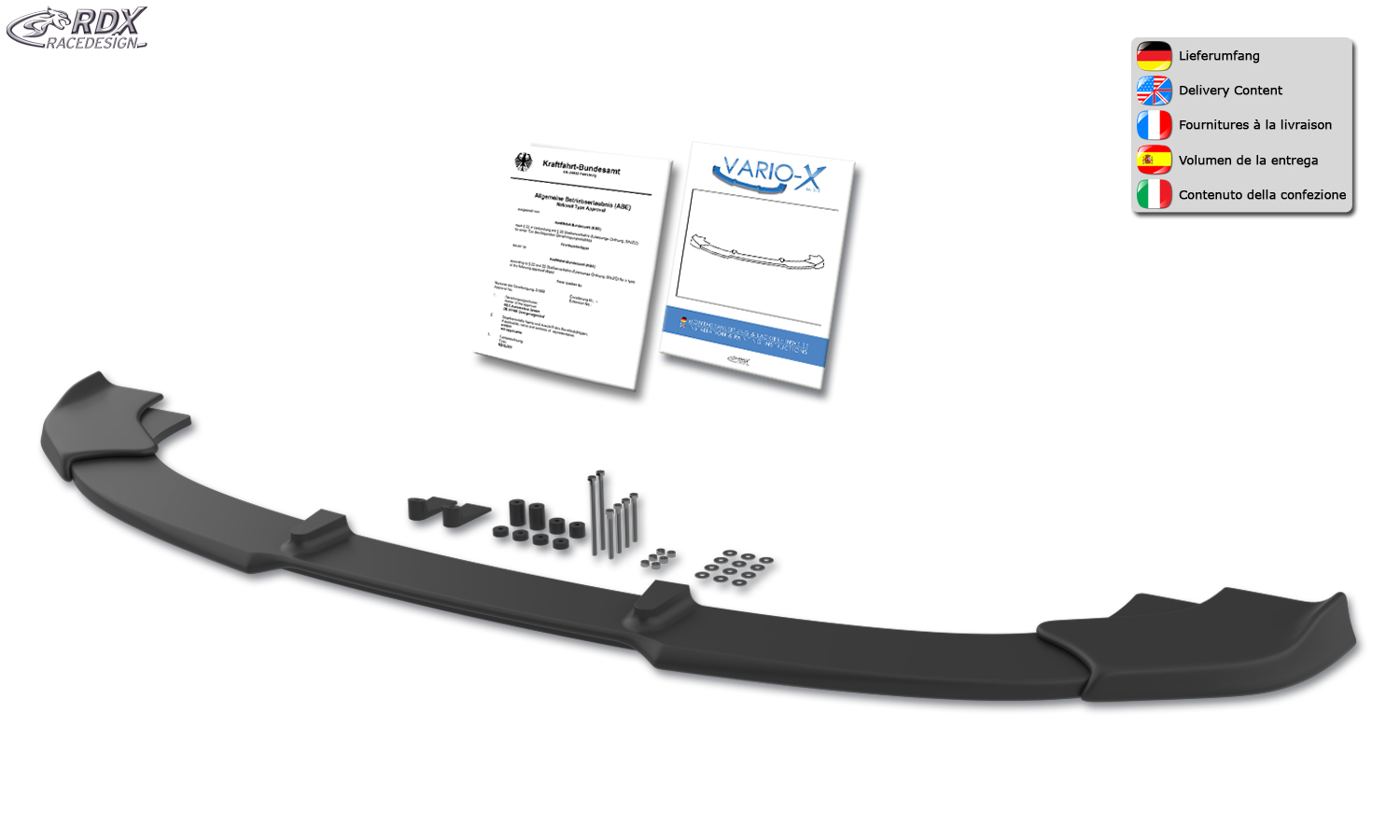 Ajout / Lame de pare-chocs avant RDX VARIO-X pour RENAULT Master (2010+) et OPEL / VAUXHALL / VAUXHALL Movano (2010+)