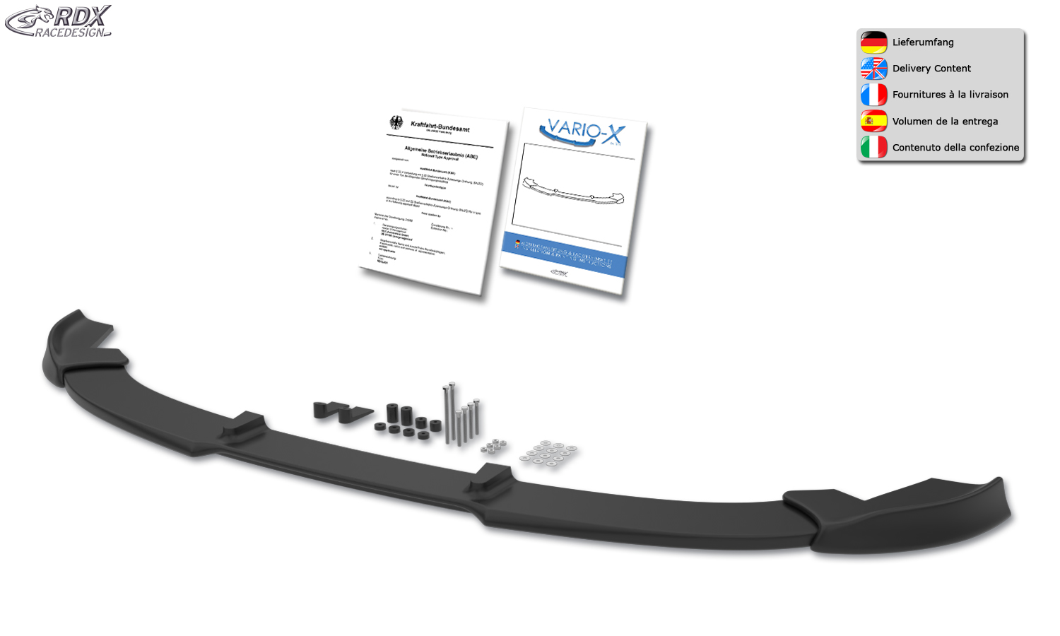 Ajout / Lame de pare-chocs avant RDX VARIO-X pour VW ID.Buzz et ID.Buzz Cargo (EB / 2022+)