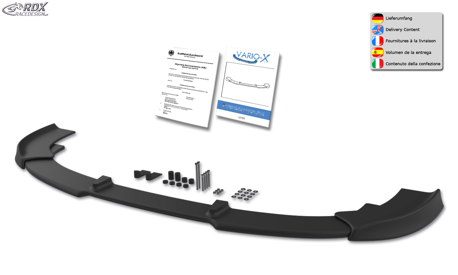 Ajout / Lame de pare-chocs avant RDX VARIO-X pour HONDA Civic 2012+
