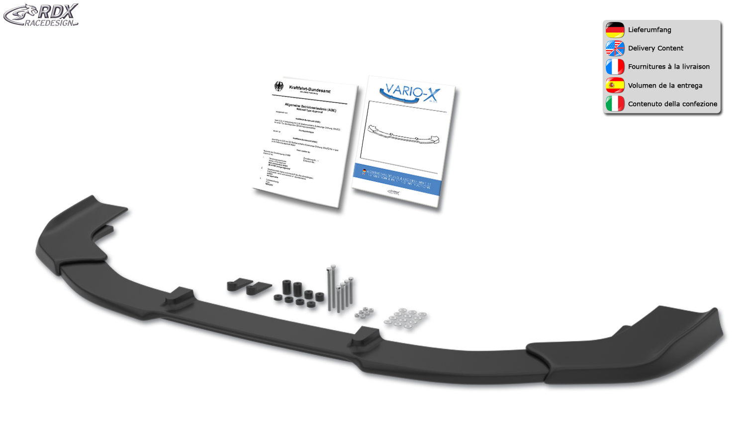 Ajout / Lame de pare-chocs avant RDX VARIO-X pour FORD Transit Connect Active et Tourneo Connect Active (SK, SKN / 2022-présent)