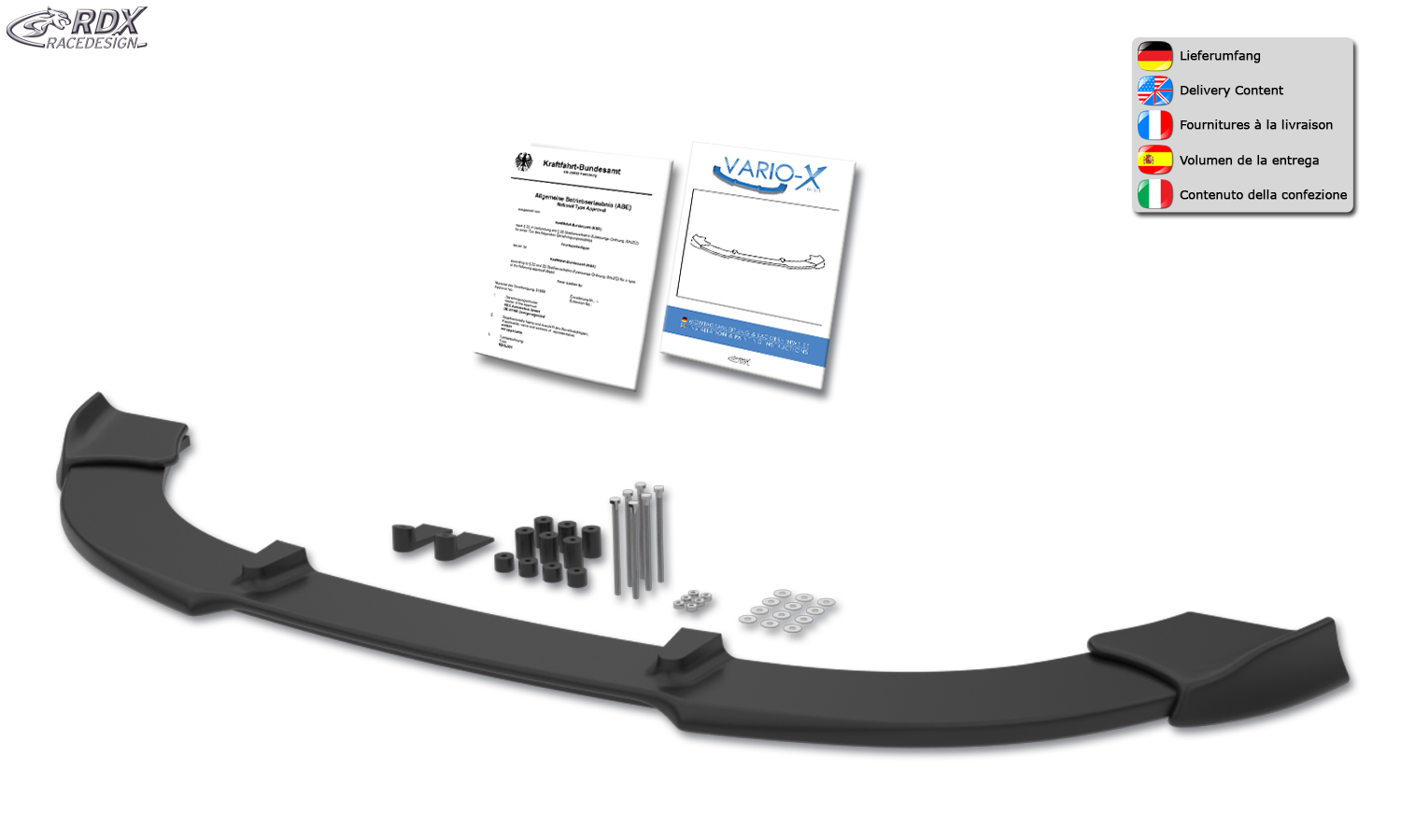 Ajout / Lame de pare-chocs avant RDX VARIO-X pour HYUNDAI i20 (PB / PBT | 2008-2012)