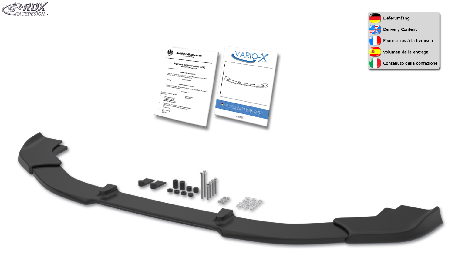 Ajout / Lame de pare-chocs avant RDX VARIO-X pour FORD Mach-E (LSK, LSBK / 2021+)