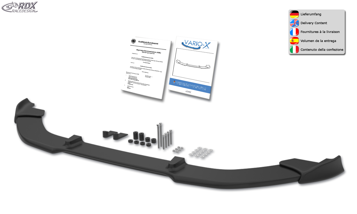 Ajout / Lame de pare-chocs avant RDX VARIO-X pour KIA Picanto Type TA