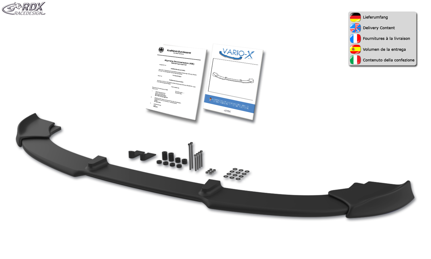 Ajout / Lame de pare-chocs avant RDX VARIO-X pour RENAULT Twingo 2 RS Phase 1