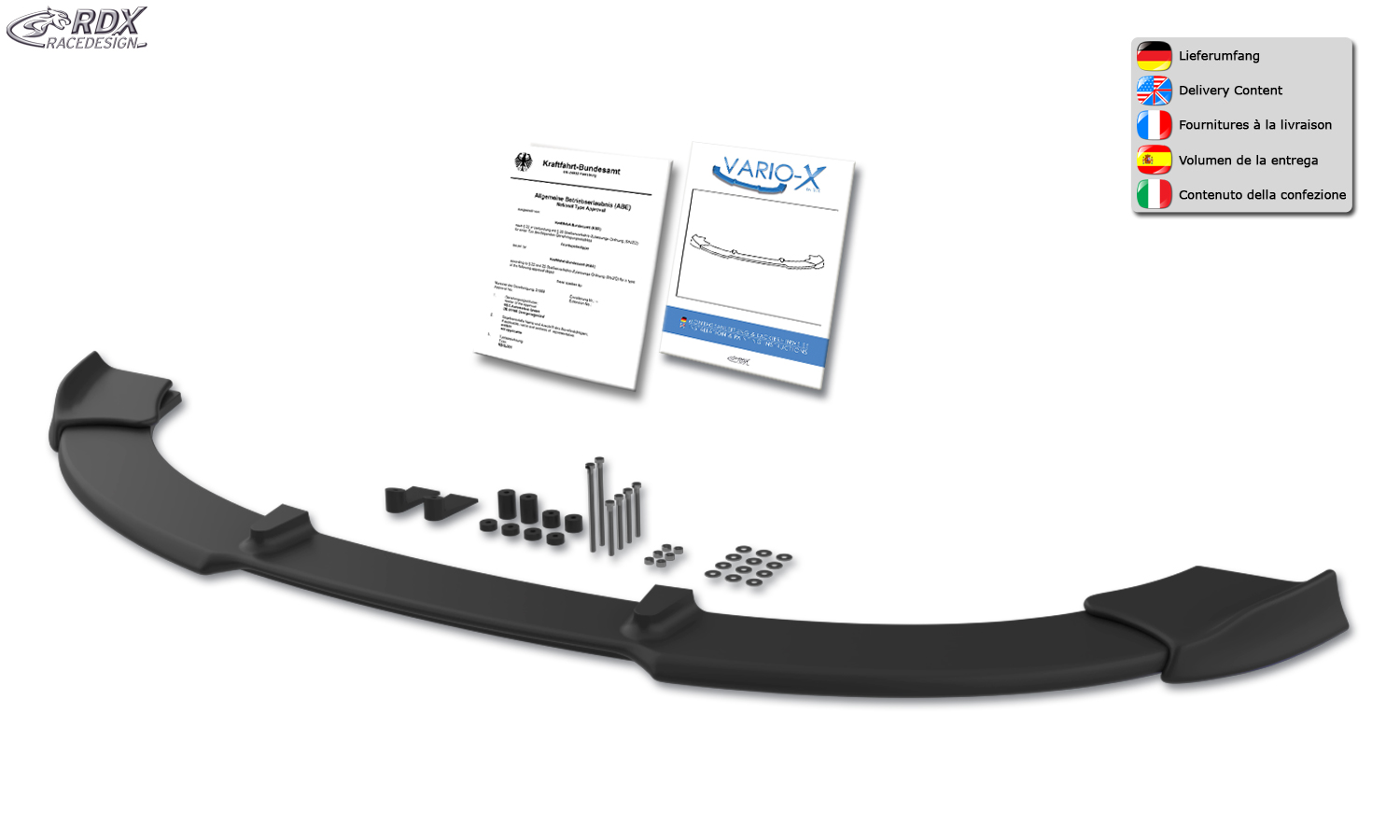Ajout / Lame de pare-chocs avant RDX VARIO-X pour RENAULT Clio 3 RS Phase 1