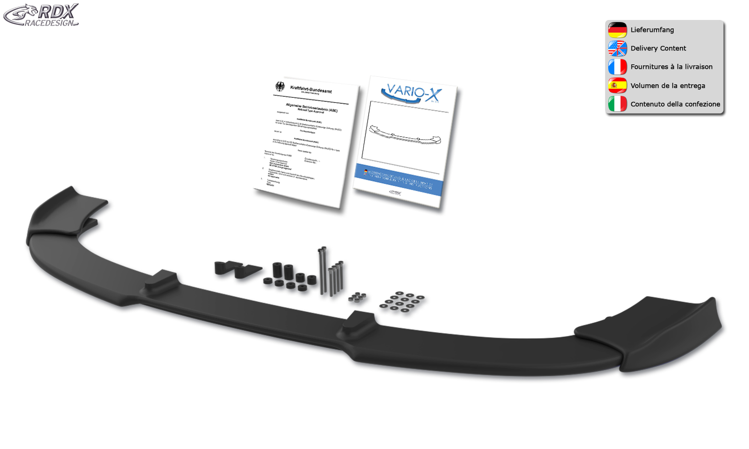 Ajout / Lame de pare-chocs avant RDX VARIO-X pour RENAULT Clio 3 RS Phase 2