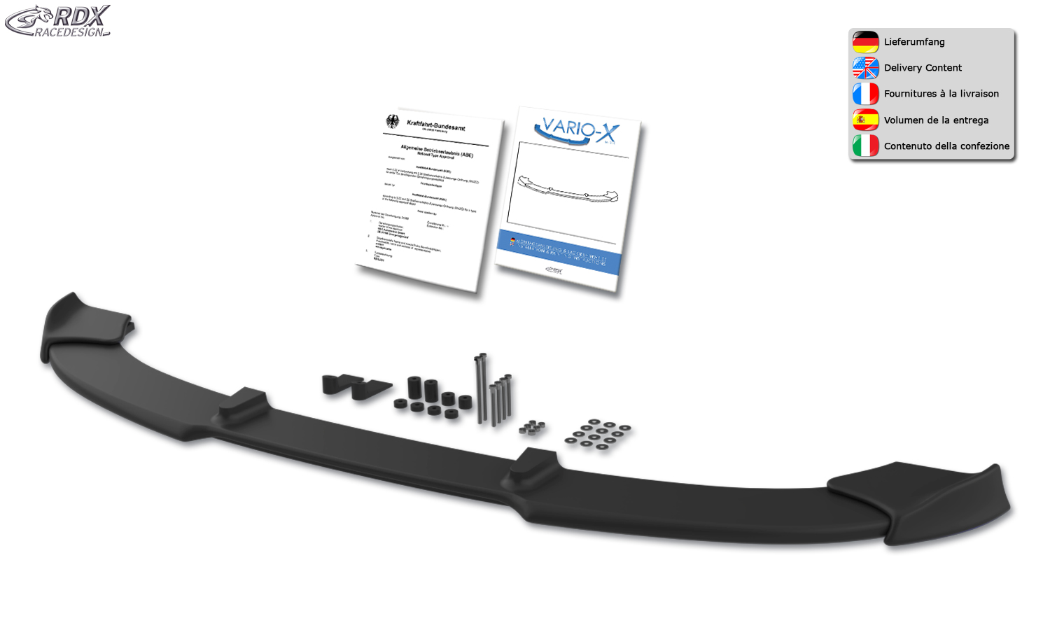 Ajout / Lame de pare-chocs avant RDX VARIO-X pour RENAULT Kangoo 1 (1998-2003)