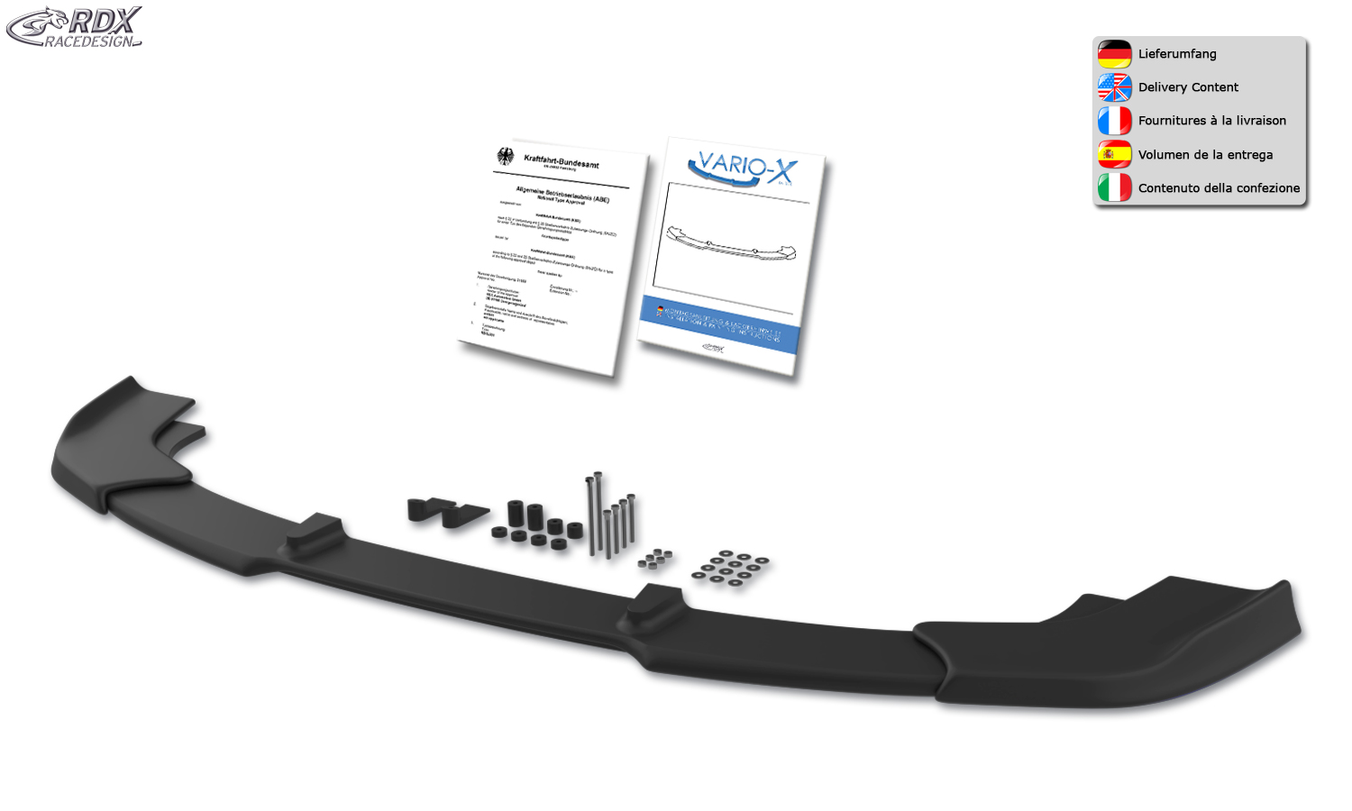 Ajout / Lame de pare-chocs avant RDX VARIO-X pour HYUNDAI H-1 / Starex / H200 / iLoad / JAC M1 (1997-2007)