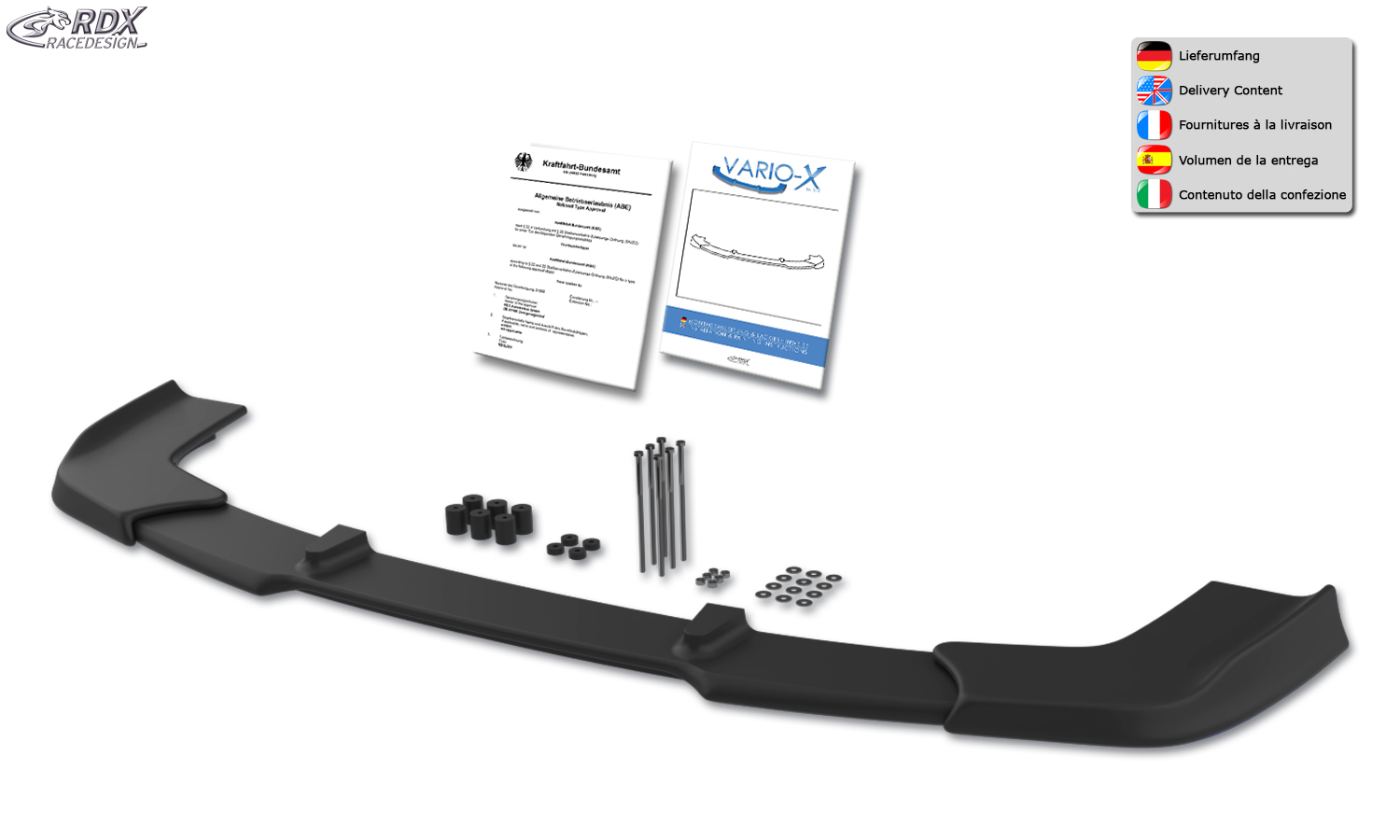 Ajout / Lame de pare-chocs avant RDX VARIO-X pour VW Golf 3