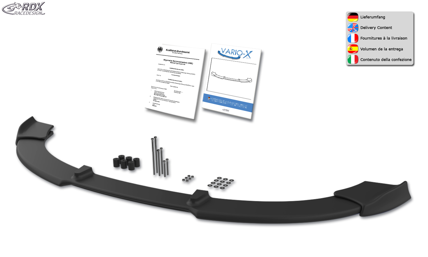 Ajout / Lame de pare-chocs avant RDX VARIO-X pour KIA Ceed Type ED 2009-2012 (avec SW)