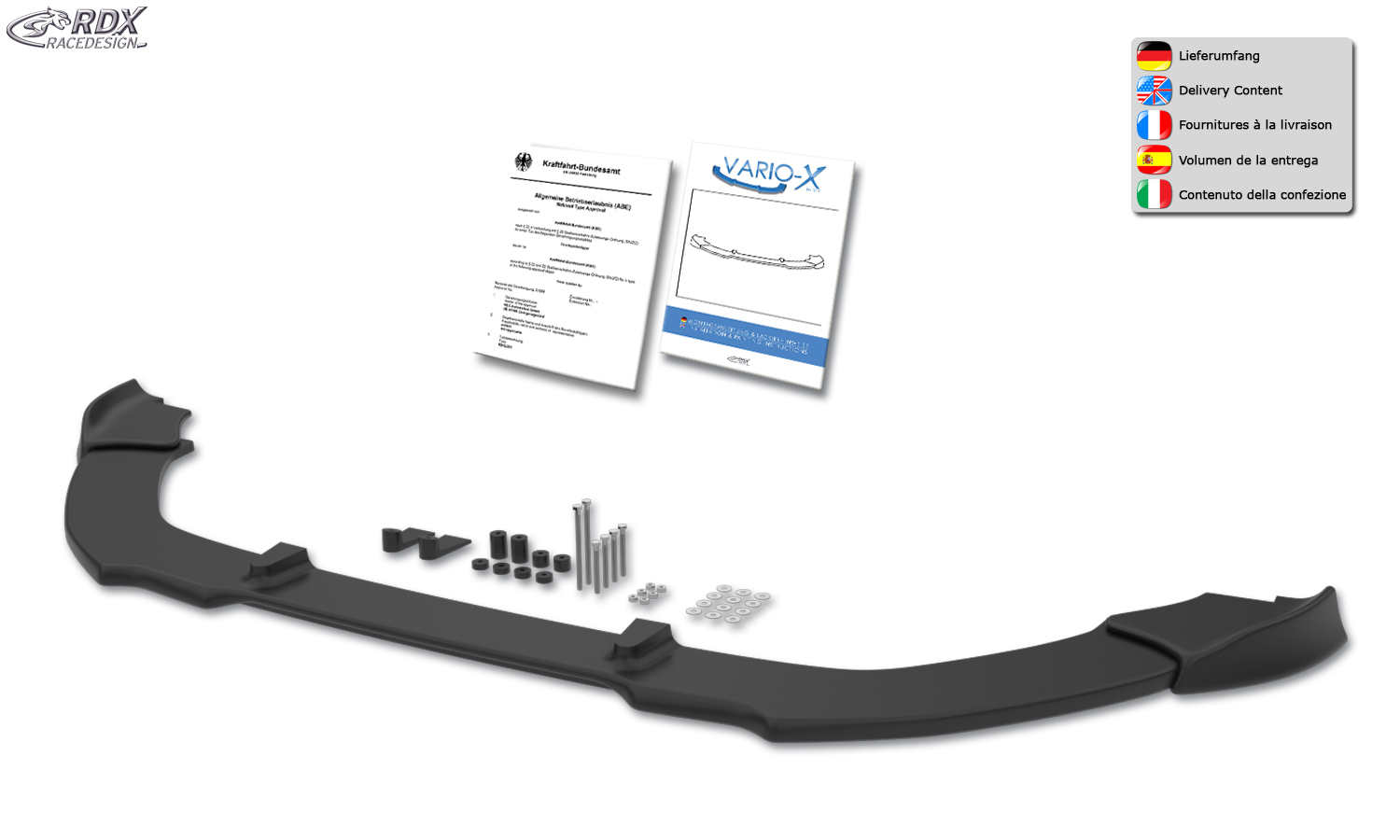 Ajout / Lame de pare-chocs avant RDX VARIO-X pour FORD Focus 3 ST (2015+)