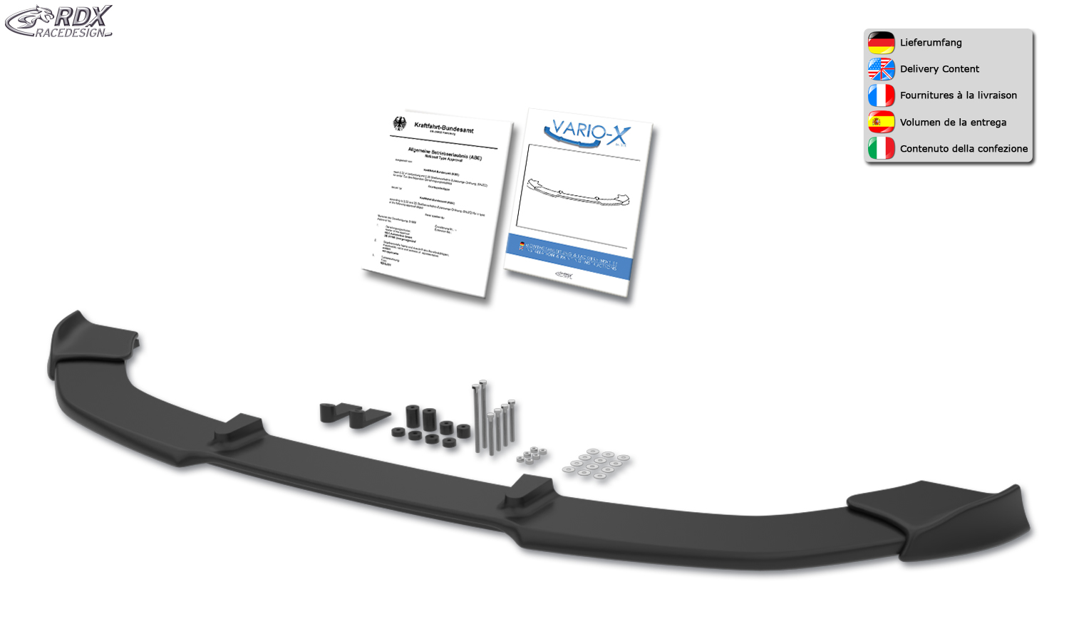 Ajout / Lame de pare-chocs avant RDX VARIO-X pour FORD Mustang V (2004-2009)