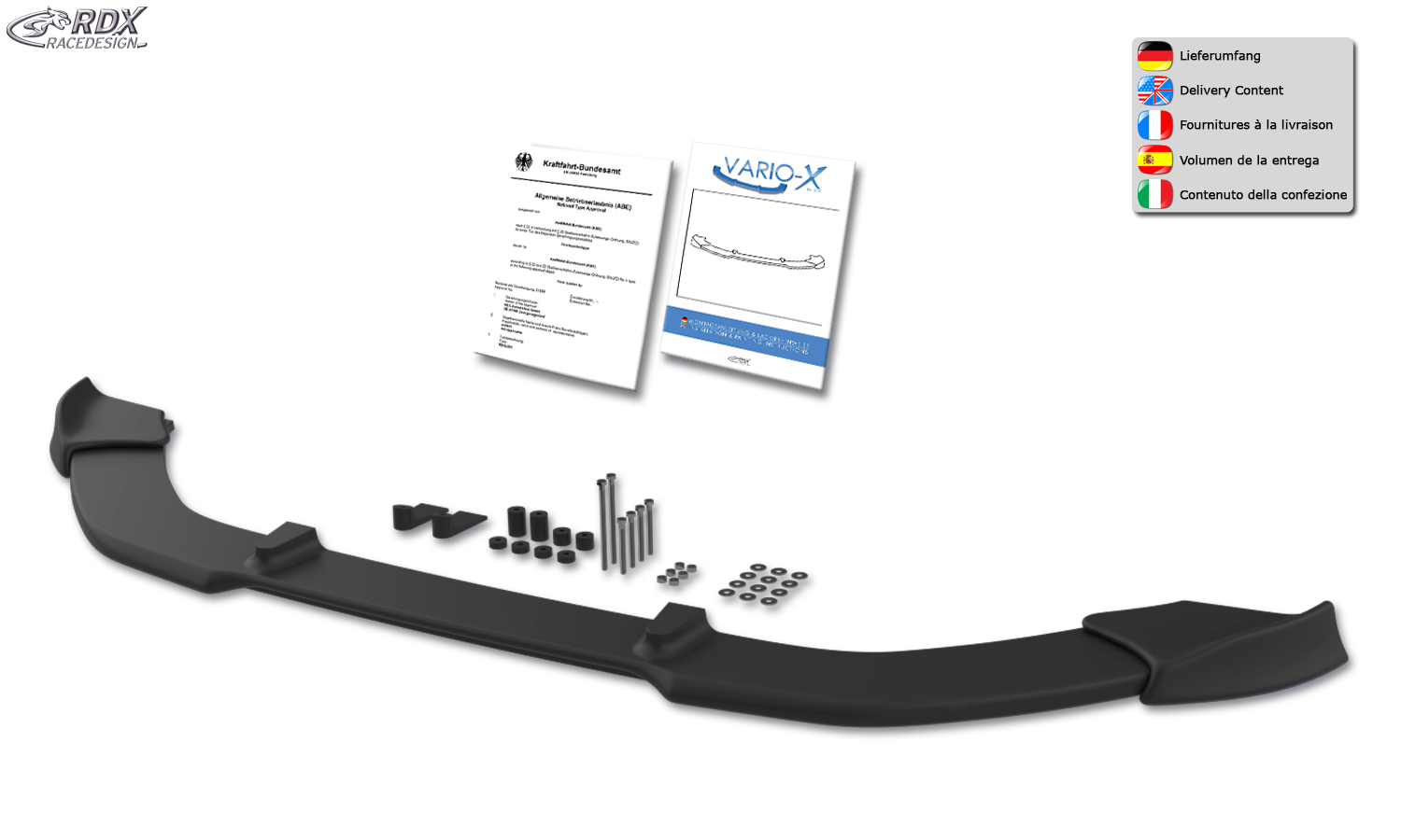 Ajout / Lame de pare-chocs avant RDX VARIO-X pour MINI Cooper S F55/F56/F57 2014+