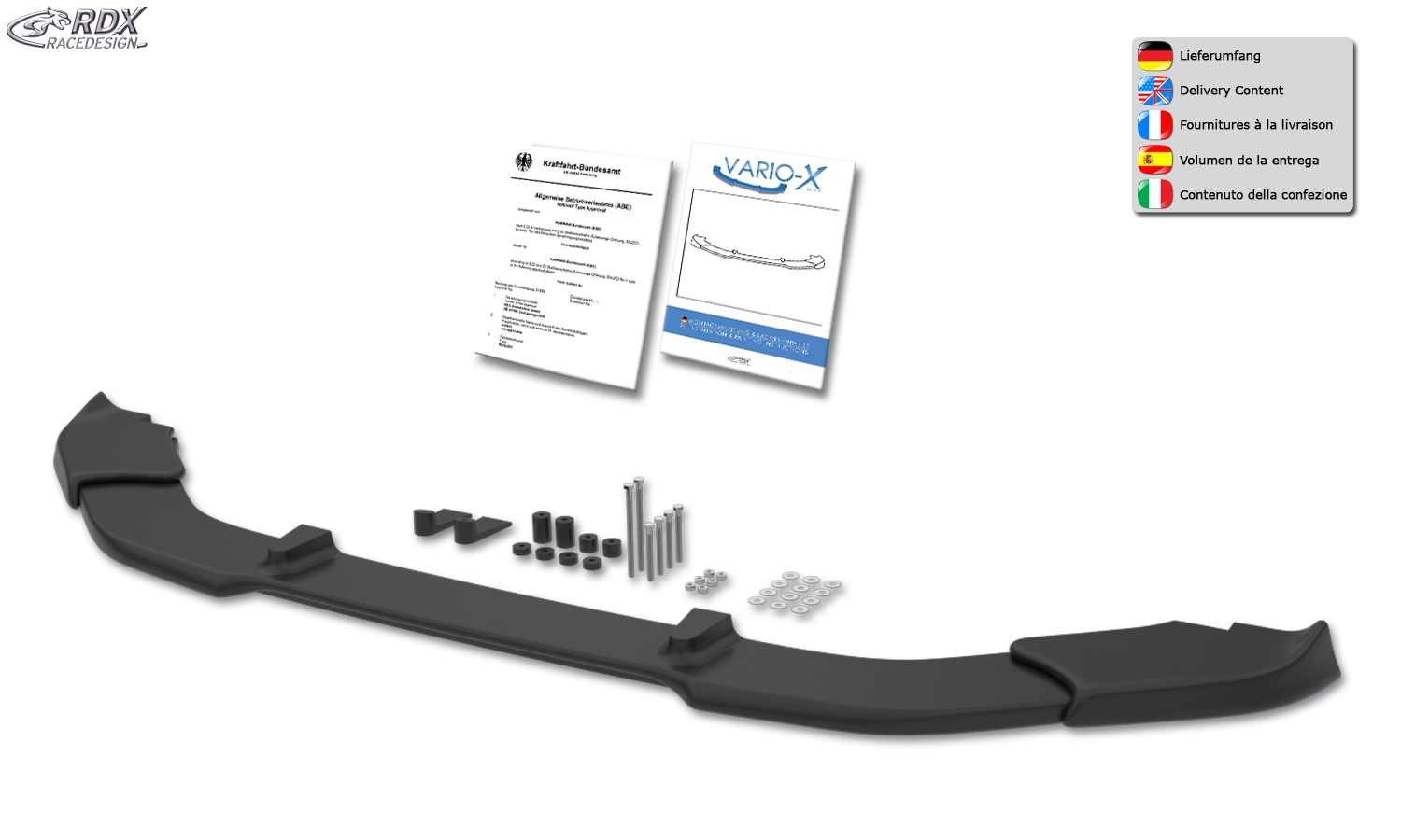 Ajout / Lame de pare-chocs avant RDX VARIO-X pour PEUGEOT 108