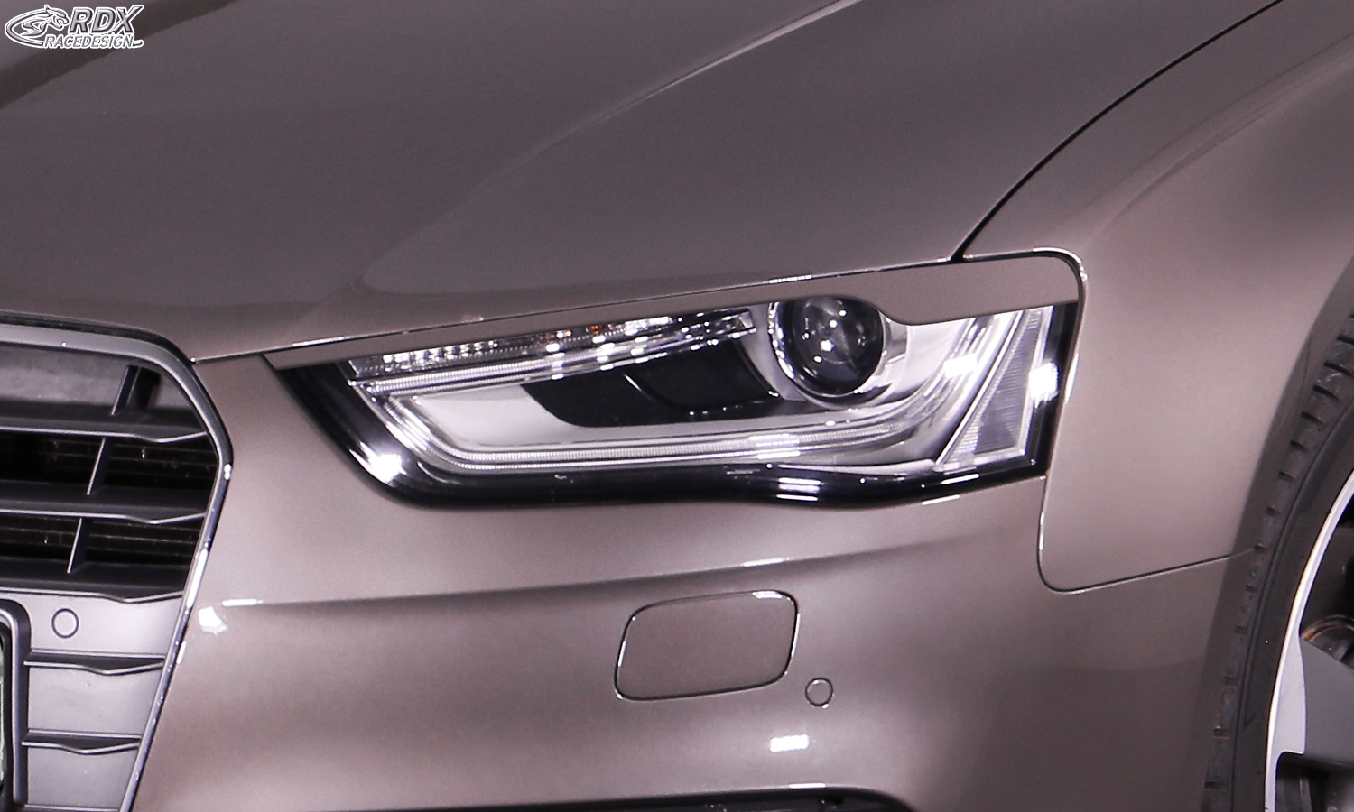 paupières de phares (la paire) RDX pour AUDI A4 B8, B81, 8K Facelift (2011-2015) noir brillant