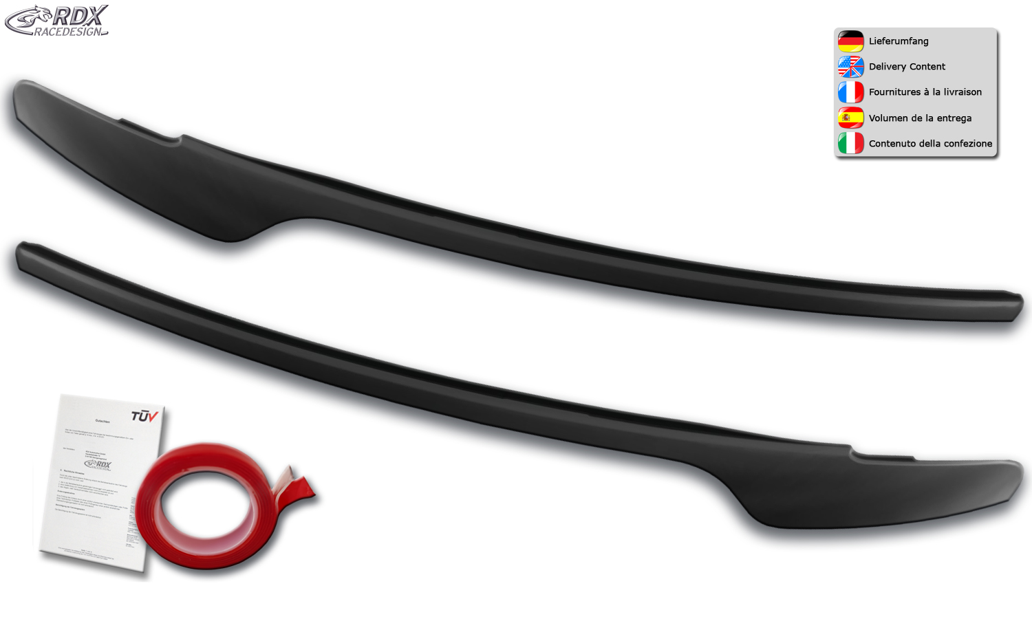 paupières de phares (la paire) RDX pour AUDI A4 B8, B81, 8K Facelift (2011-2015) noir brillant
