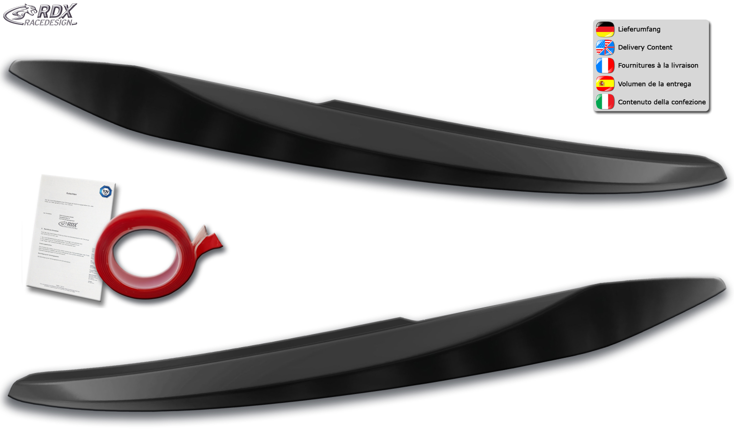 paupières de phares (la paire) RDX pour VW Touran 5T (2015+) (uniquement pour phares halogènes)