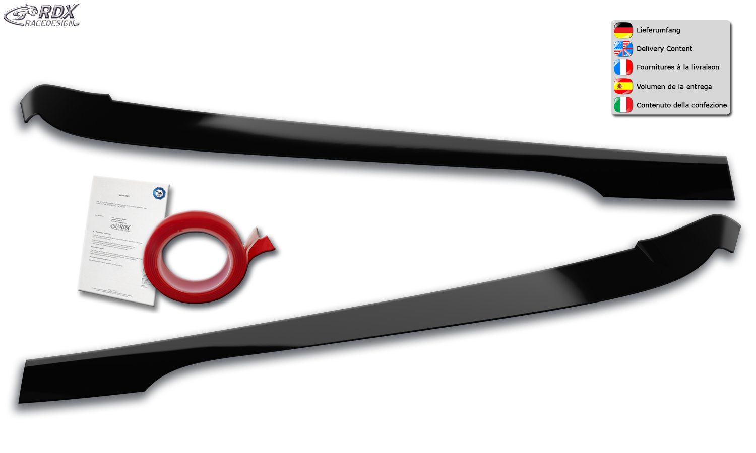 paupières de phares (la paire) RDX pour BMW Série 3 G20 G21, noir brillant, sourcils lumineux
