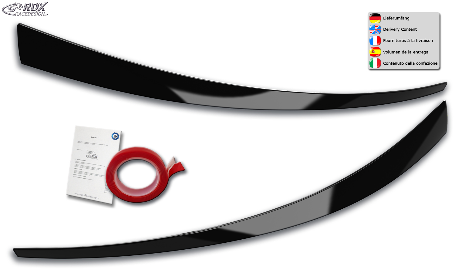 paupières de phares (la paire) RDX pour HYUNDAI i30 PD PDE (2017+) noir brillant Light Brows