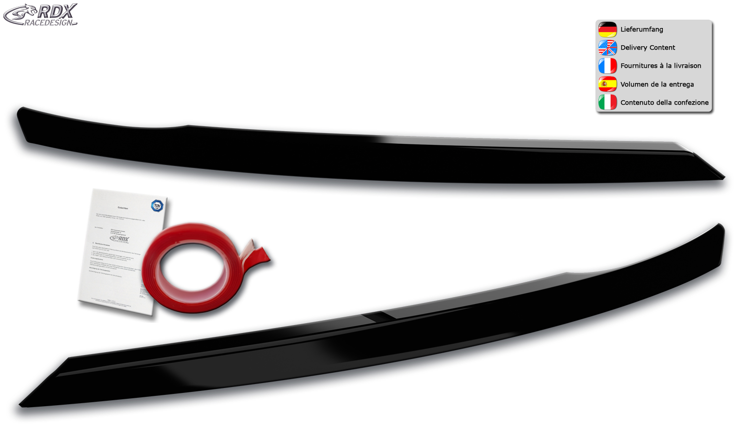 paupières de phares (la paire) RDX pour SEAT Ateca et CUPRA Ateca 5FP (2016-2020) noir brillant Light Brows