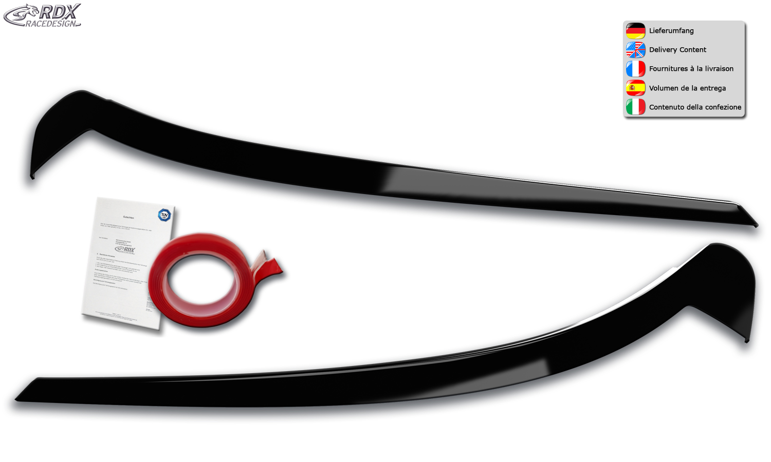 paupières de phares (la paire) RDX pour VW ID.3 ID3 E1 noir brillant