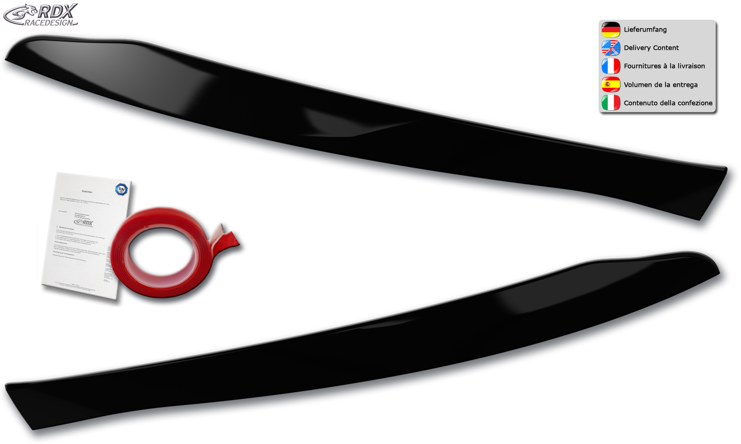 paupières de phares (la paire) RDX pour MERCEDES GLC X253 et GLC Coupé C253 (204X | 2019-2023) noir brillant Light Brows