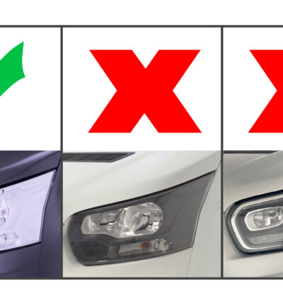 paupières de phares (la paire) RDX pour FORD Transit (2014-présent) pour phares halogènes argentés