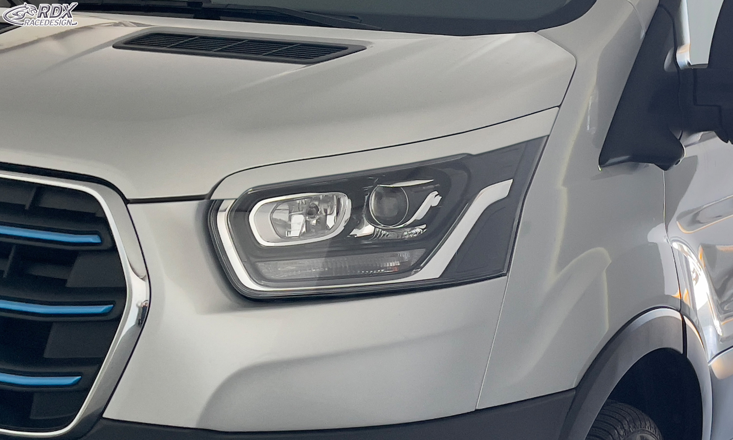 paupières de phares (la paire) RDX pour FORD Transit (2014-présent) pour phares xénon et halogènes noirs Light Brows