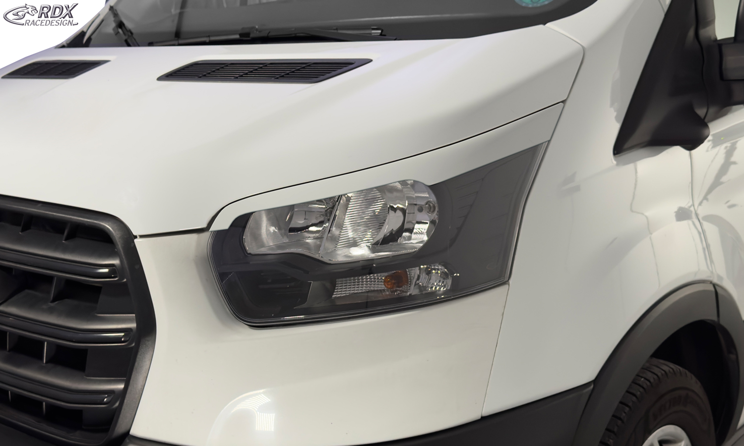 paupières de phares (la paire) RDX pour FORD Transit (2014-présent) pour phares xénon et halogènes noirs Light Brows