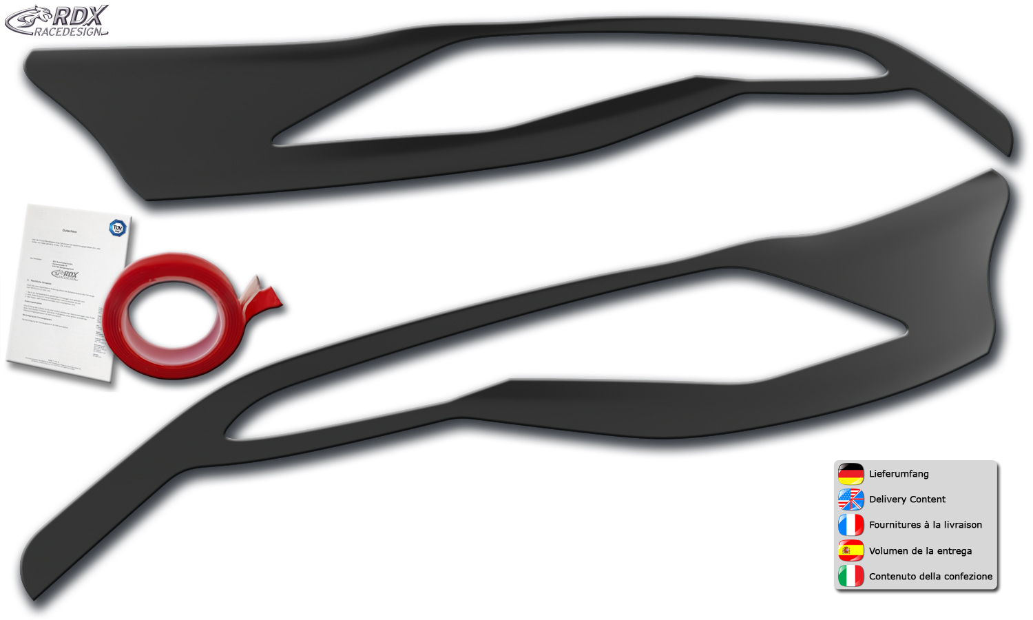 paupières de phares (la paire) RDX pour FORD Transit Custom et Tourneo Custom (2012-2018)