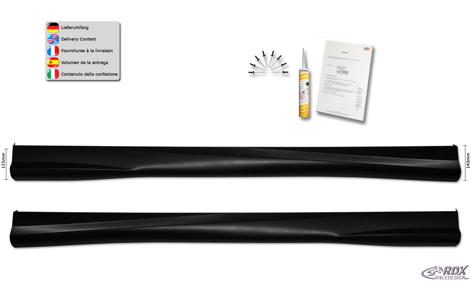 Bas de caisse (la paire) RDX pour CITROËN C3 2009-2017 « Turbo-R »