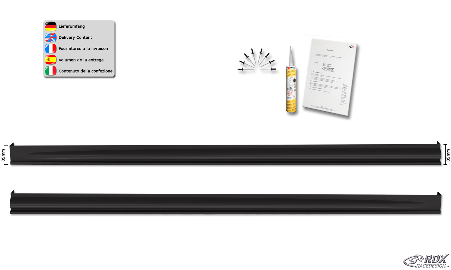 Bas de caisse (la paire) RDX pour AUDI A4 B8, B81, 8K « Edition »
