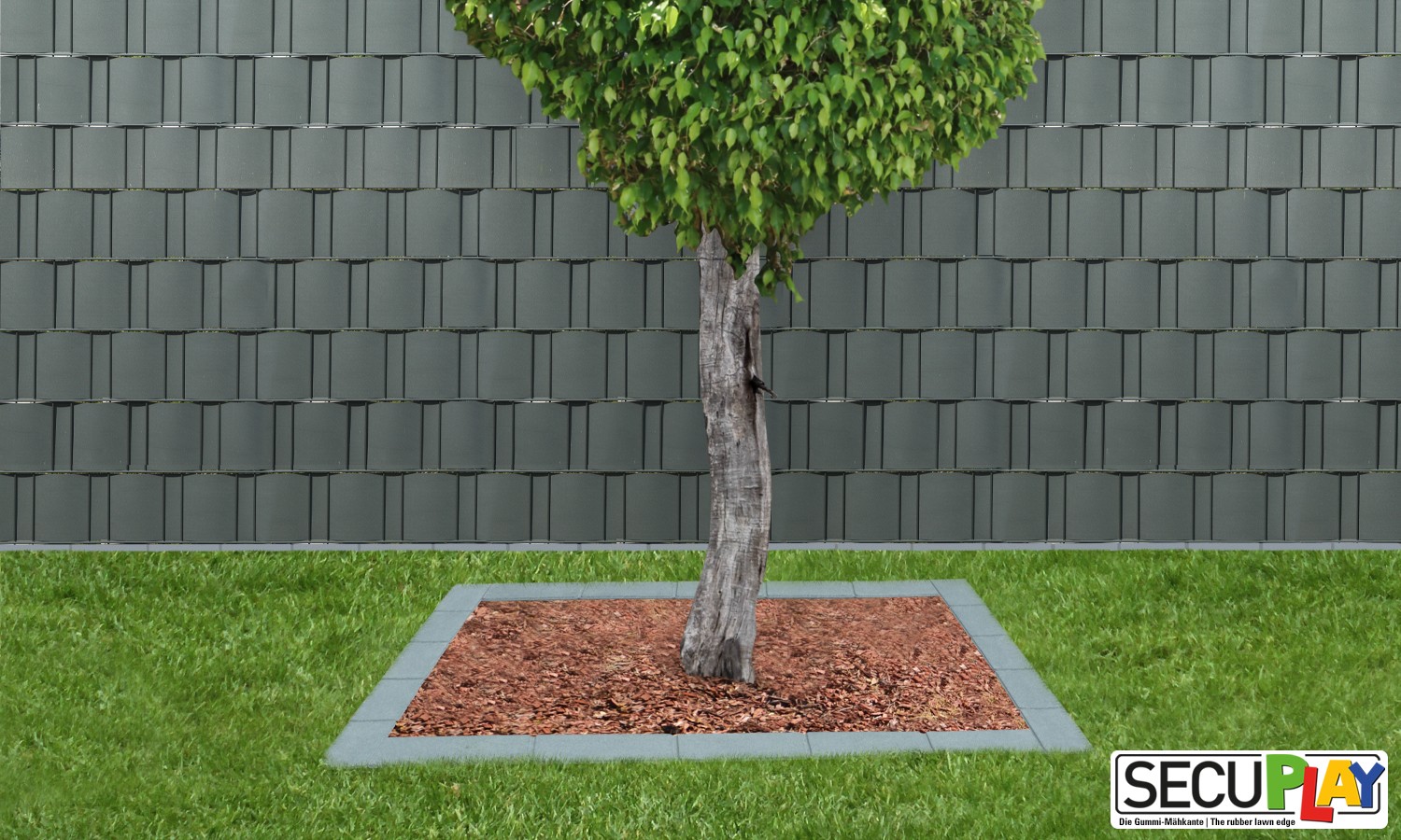 Lot de 10 bordures de pelouse en caoutchouc SECUPLAY / Bordure de tonte 100 x 10 x 3,6 cm, gris