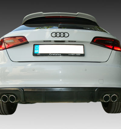 VikingDesign - Diffuseur arrière échappement gauche + droite Gloss Black pour Audi A3 8V (2012-2020)